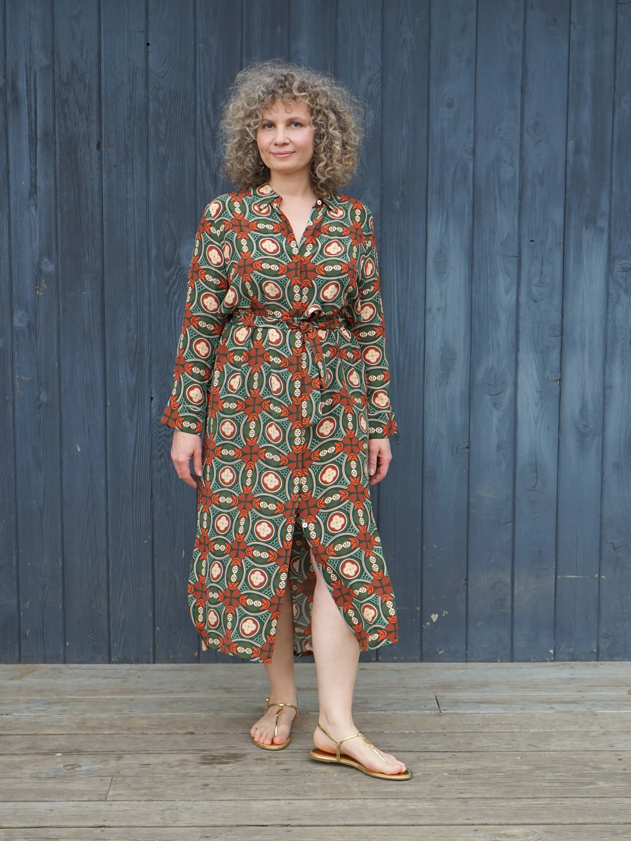 NORAH MOSAIC SILK SHIRTDRESS