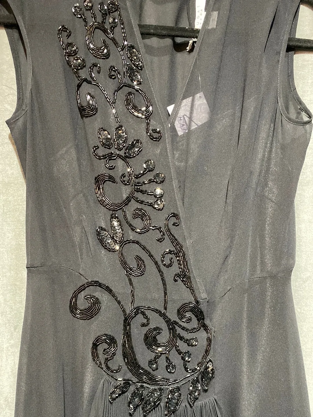 NOUGAT LONDON Black Sheer Dress with Beaded Dress