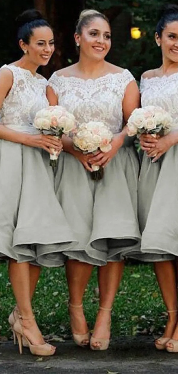 Off Shoulder A-line Appliques Short Custom Bridesmaid Dresses , BN1300