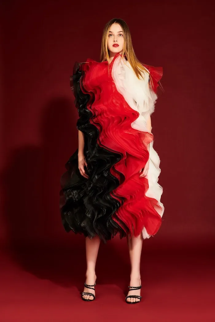 Ombre Cascading Organza Dress