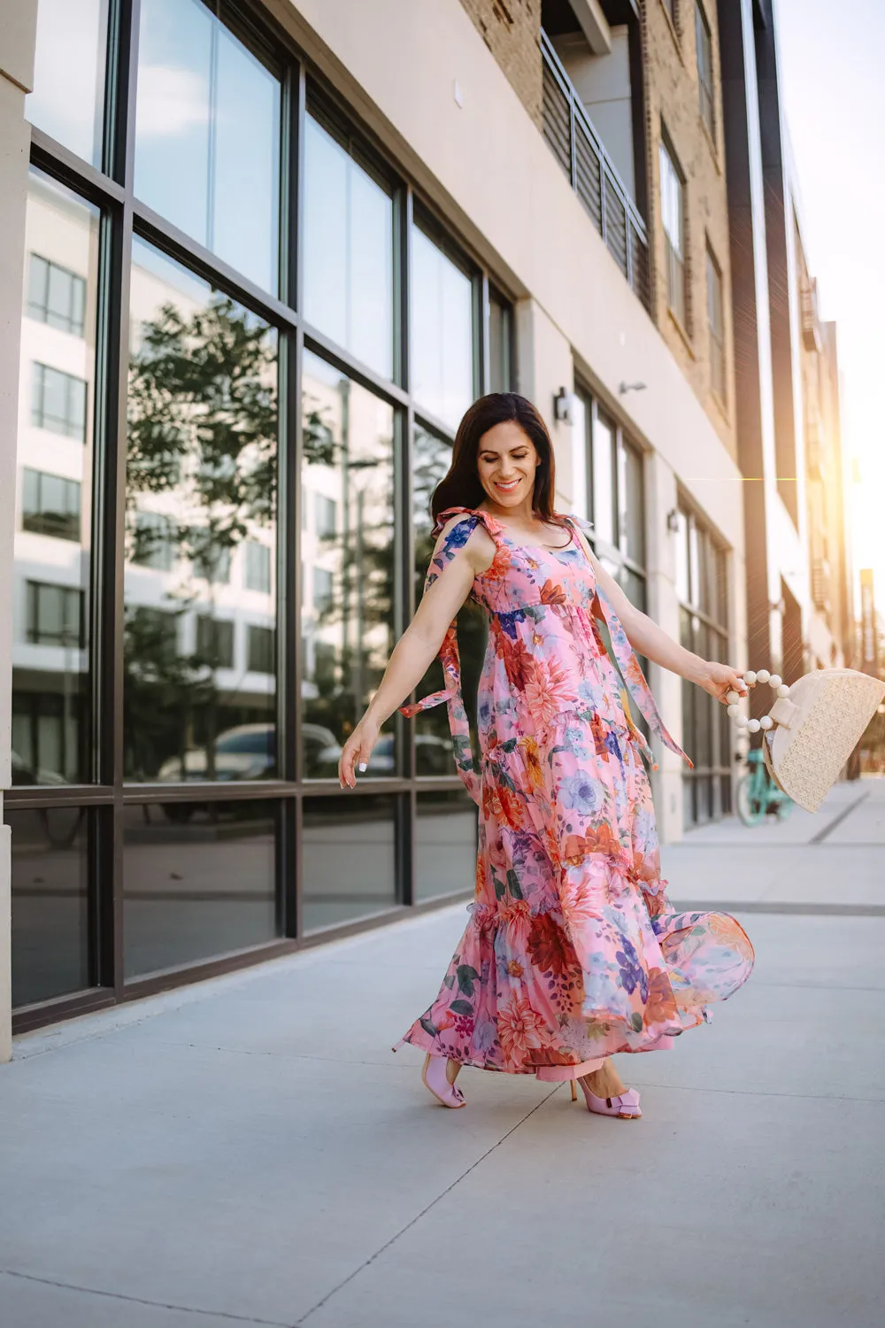 Ophelia Organza Floral Tiered Maxi Dress