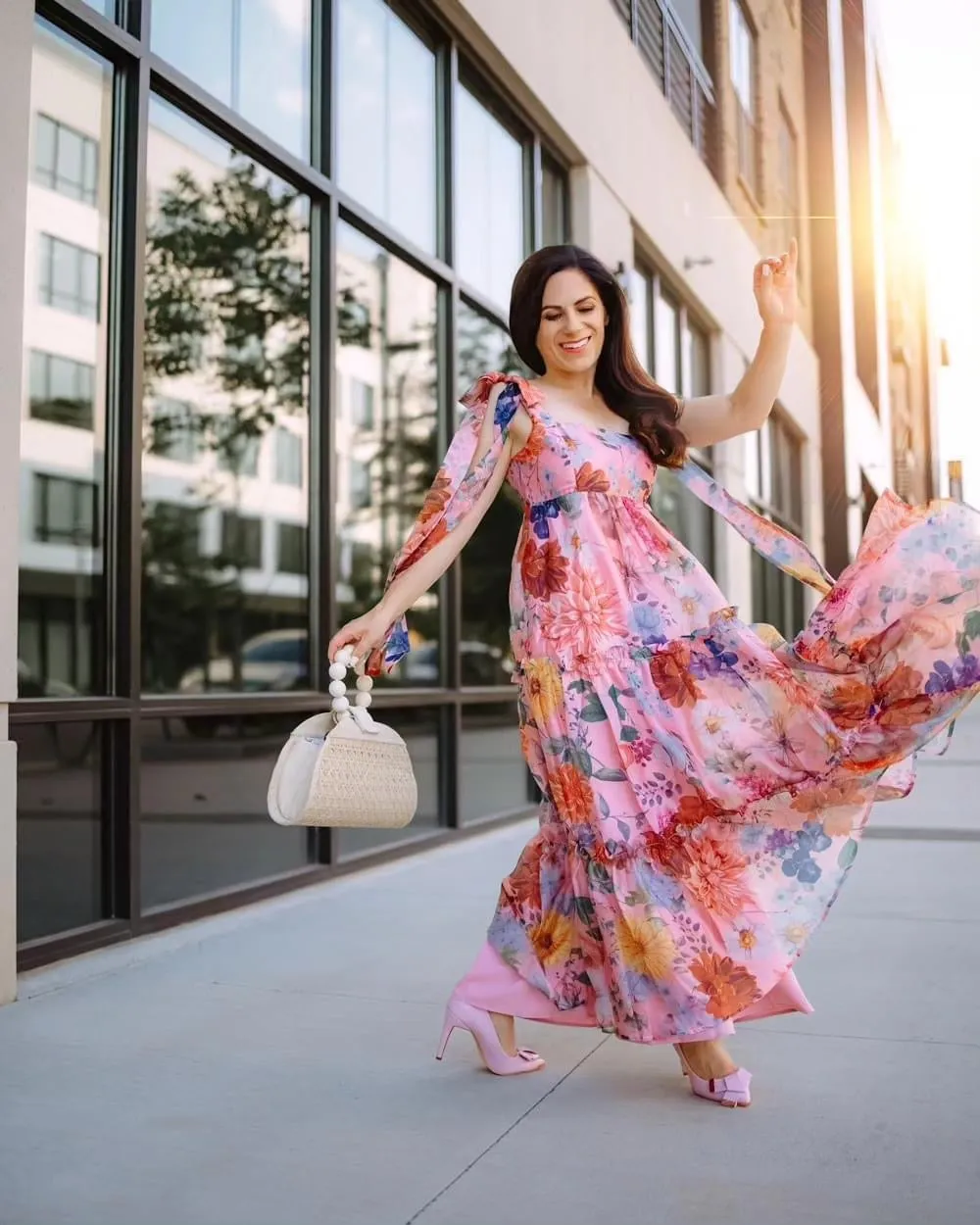 Ophelia Organza Floral Tiered Maxi Dress