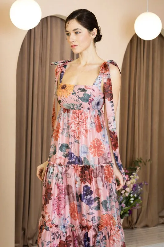 Ophelia Organza Floral Tiered Maxi Dress