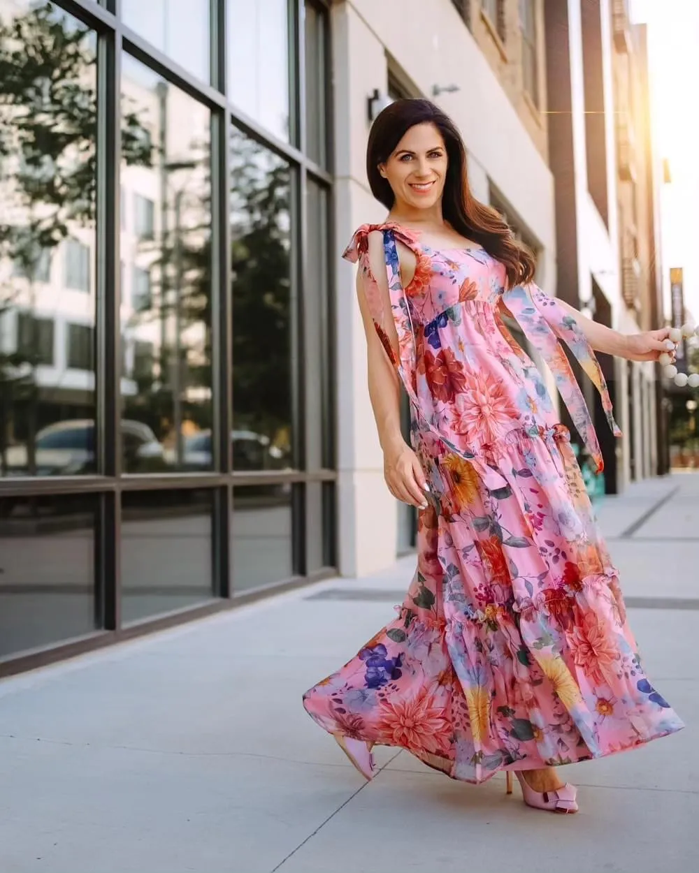 Ophelia Organza Floral Tiered Maxi Dress