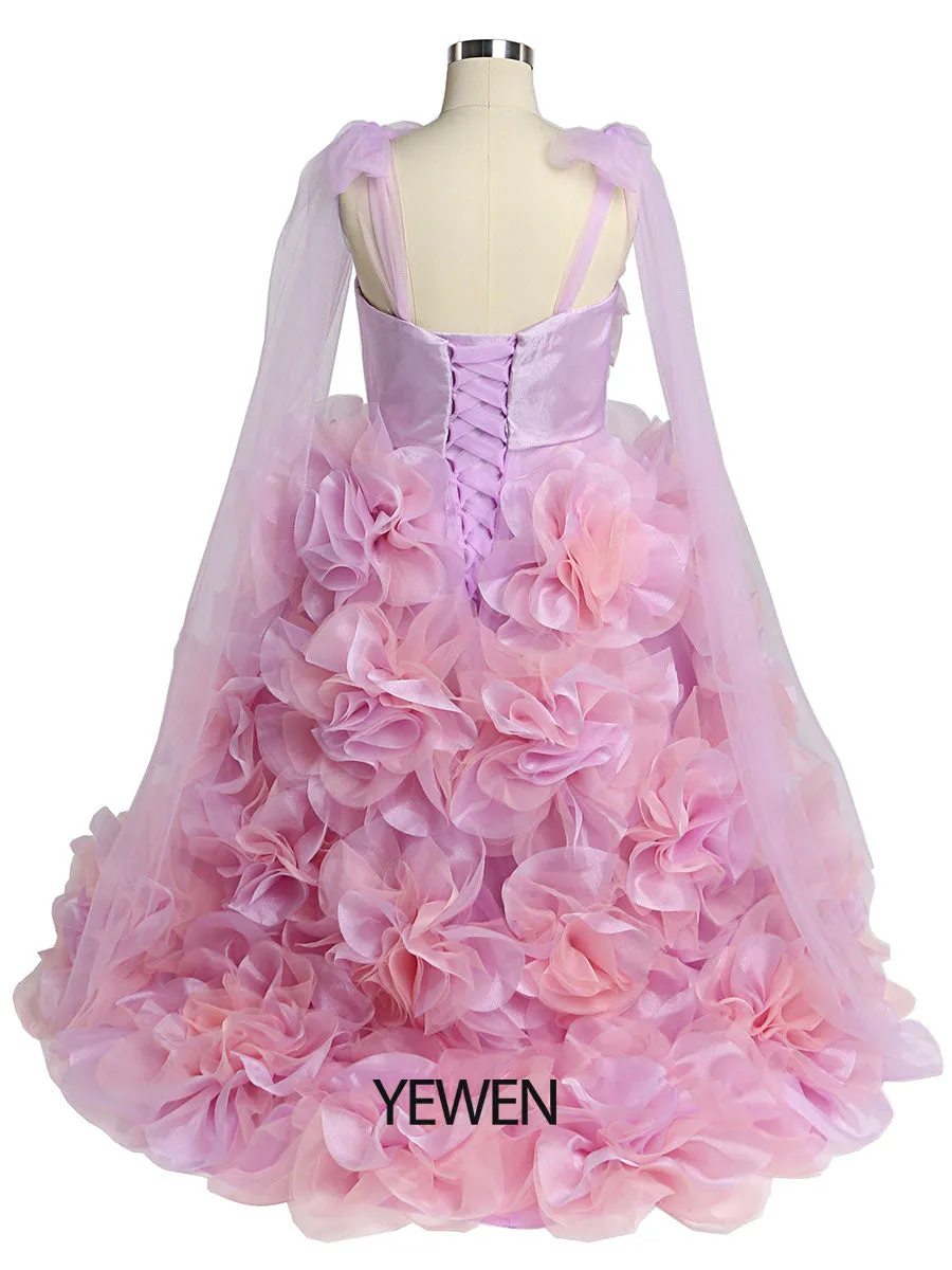 Organza 3D Flower First Communion Dresses for Girls Flower Girl Dresses Princess Party Dress Photo Shooting Dress YW220308-1