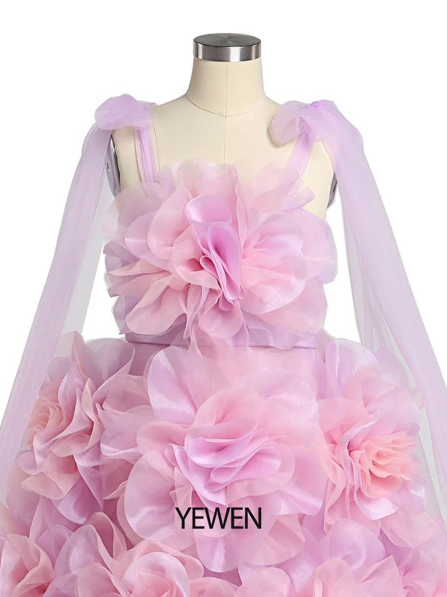 Organza 3D Flower First Communion Dresses for Girls Flower Girl Dresses Princess Party Dress Photo Shooting Dress YW220308-1
