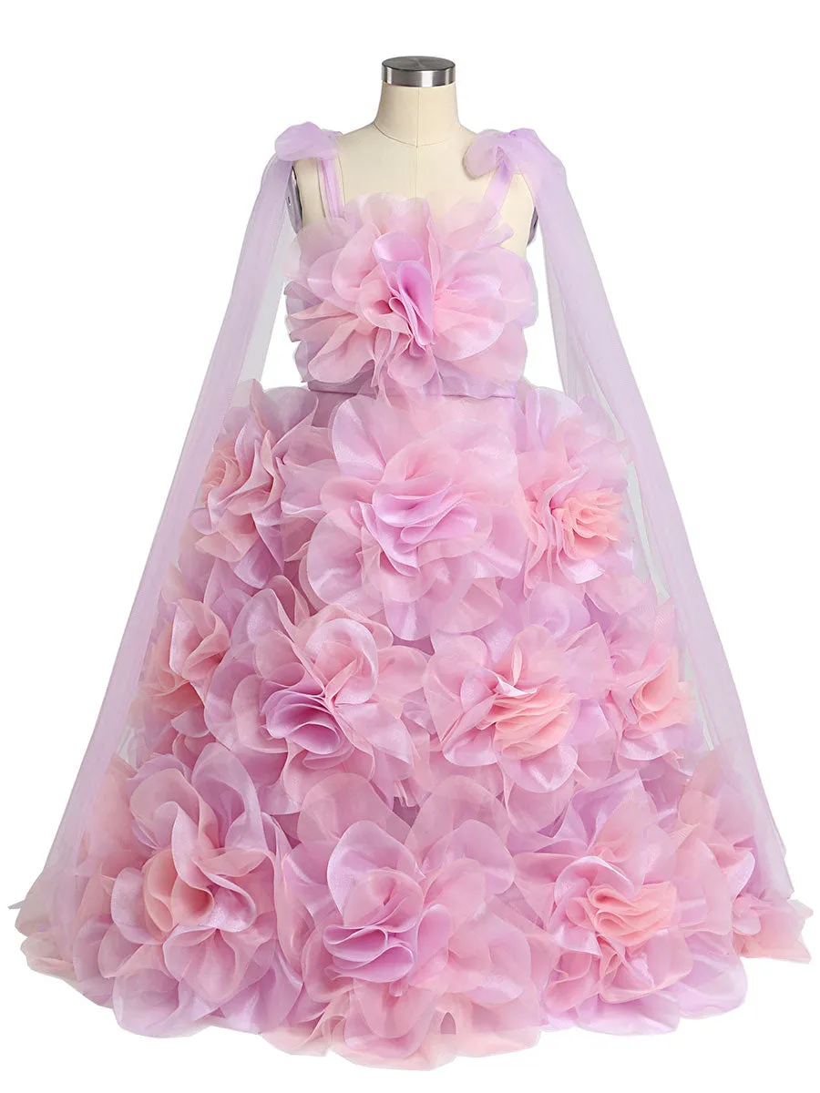Organza 3D Flower First Communion Dresses for Girls Flower Girl Dresses Princess Party Dress Photo Shooting Dress YW220308-1