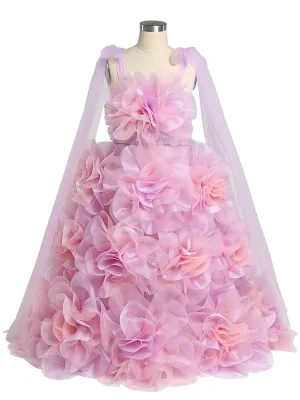 Organza 3D Flower First Communion Dresses for Girls Flower Girl Dresses Princess Party Dress Photo Shooting Dress YW220308-1