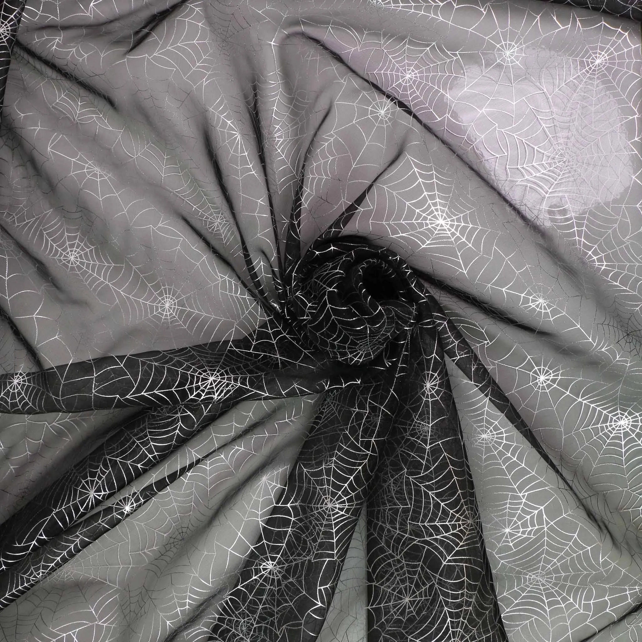 Organza Fabric - Black, silver