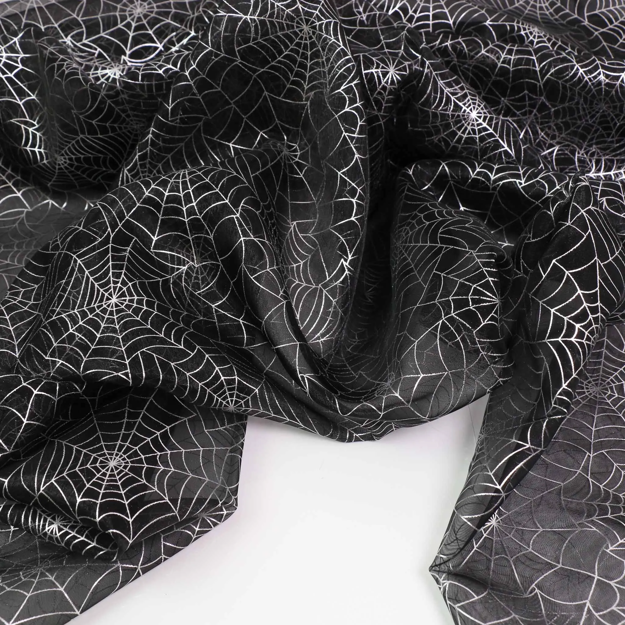 Organza Fabric - Black, silver