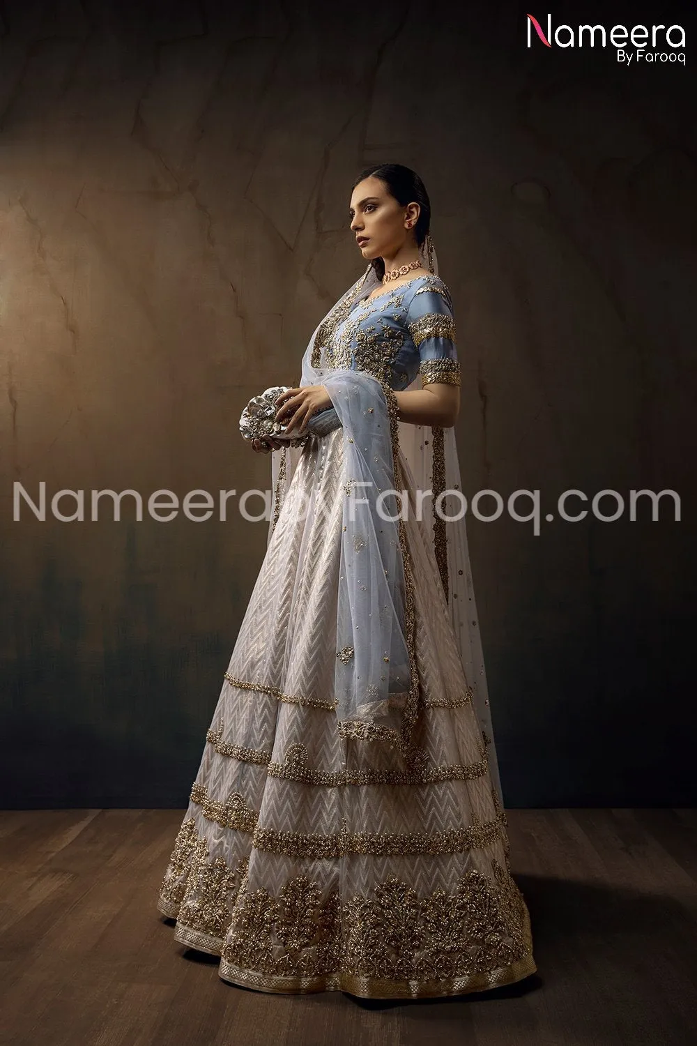 Pakistani Blue Lehenga Choli for Bride 2021 #BR12