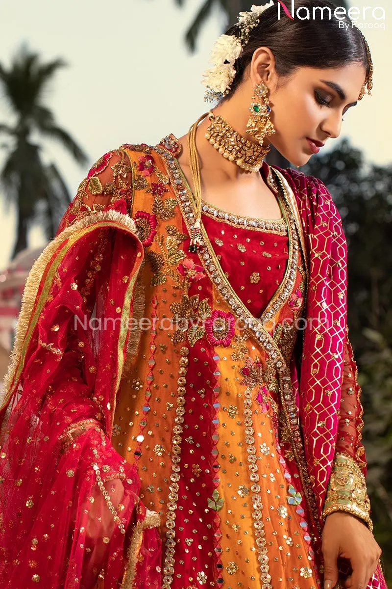 Pakistani Bridal Angrakha Style Frock Online #BS137