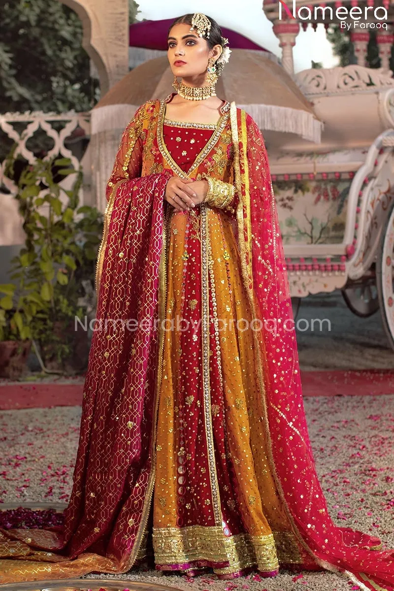 Pakistani Bridal Angrakha Style Frock Online #BS137