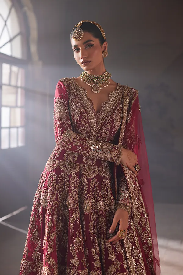 Pakistani Bridal Dress in Farshi Lehenga Gown Style