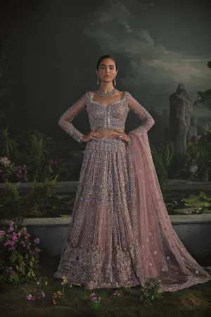 Pakistani Bridal Lehenga Designs in Embellished Heavy Hand Needle Work for Bridal Wear in Mauve Color Lehenga Choli for Wedding #BN949
