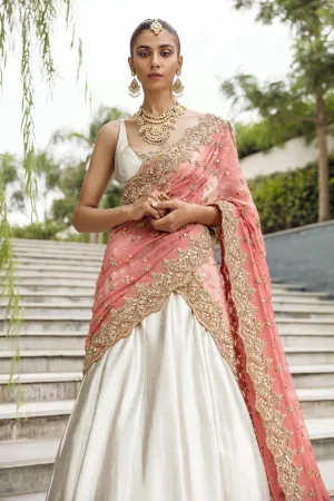 Pakistani Bridal Sleeveless Lehenga Choli and Dupatta