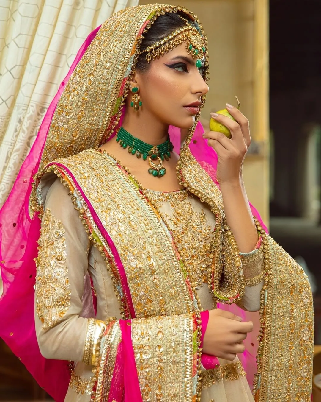 Pakistani Off White Pishwas Frock with Sharara Dress
