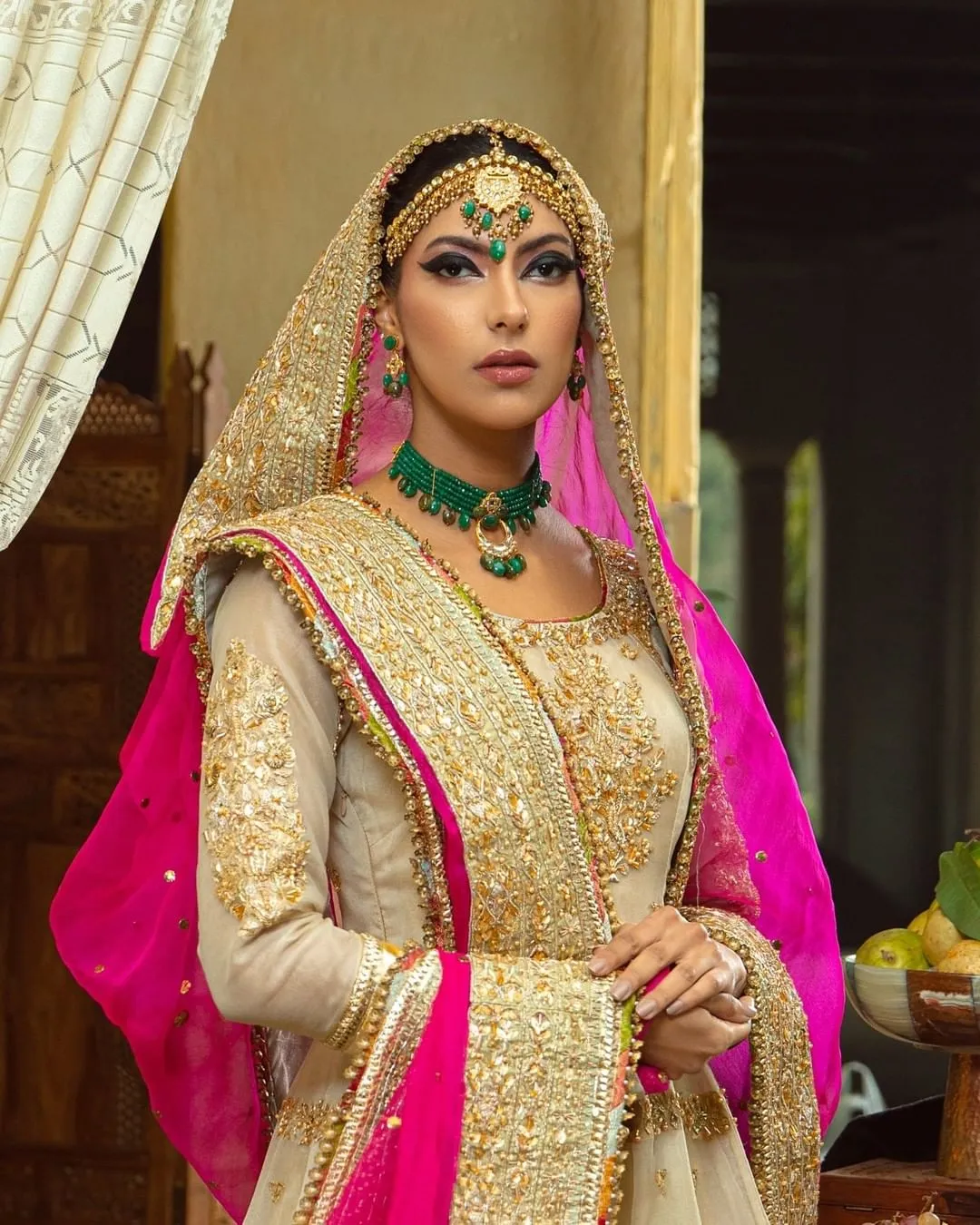 Pakistani Off White Pishwas Frock with Sharara Dress