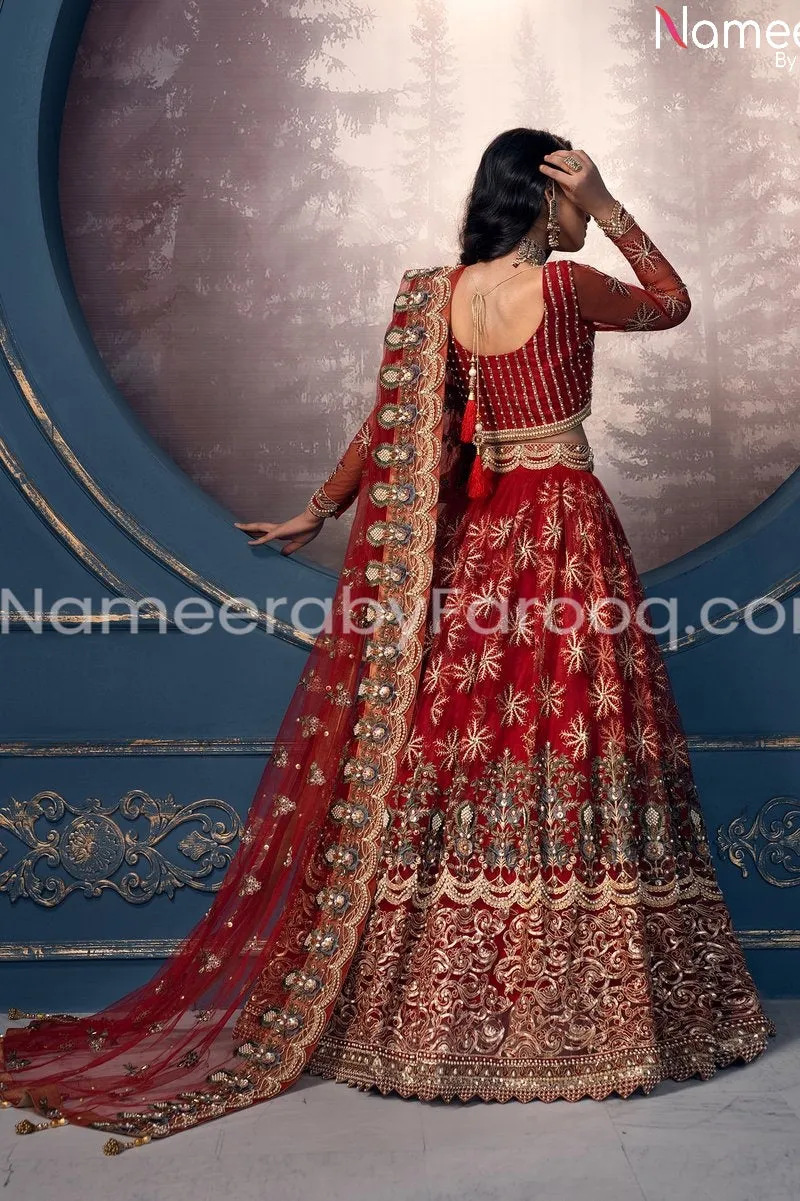 Pakistani Red Bridal Lehenga Choli for Wedding #BB113