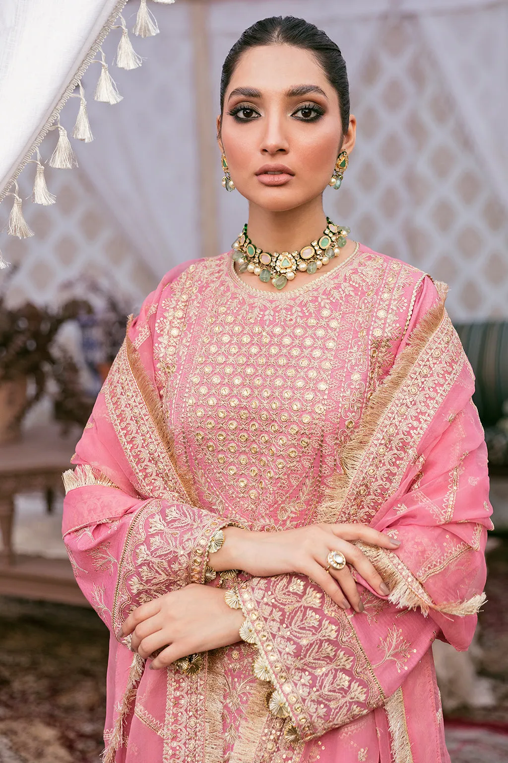 Pakistani Short Pink Salwar Kameez Party Dress for Ladies