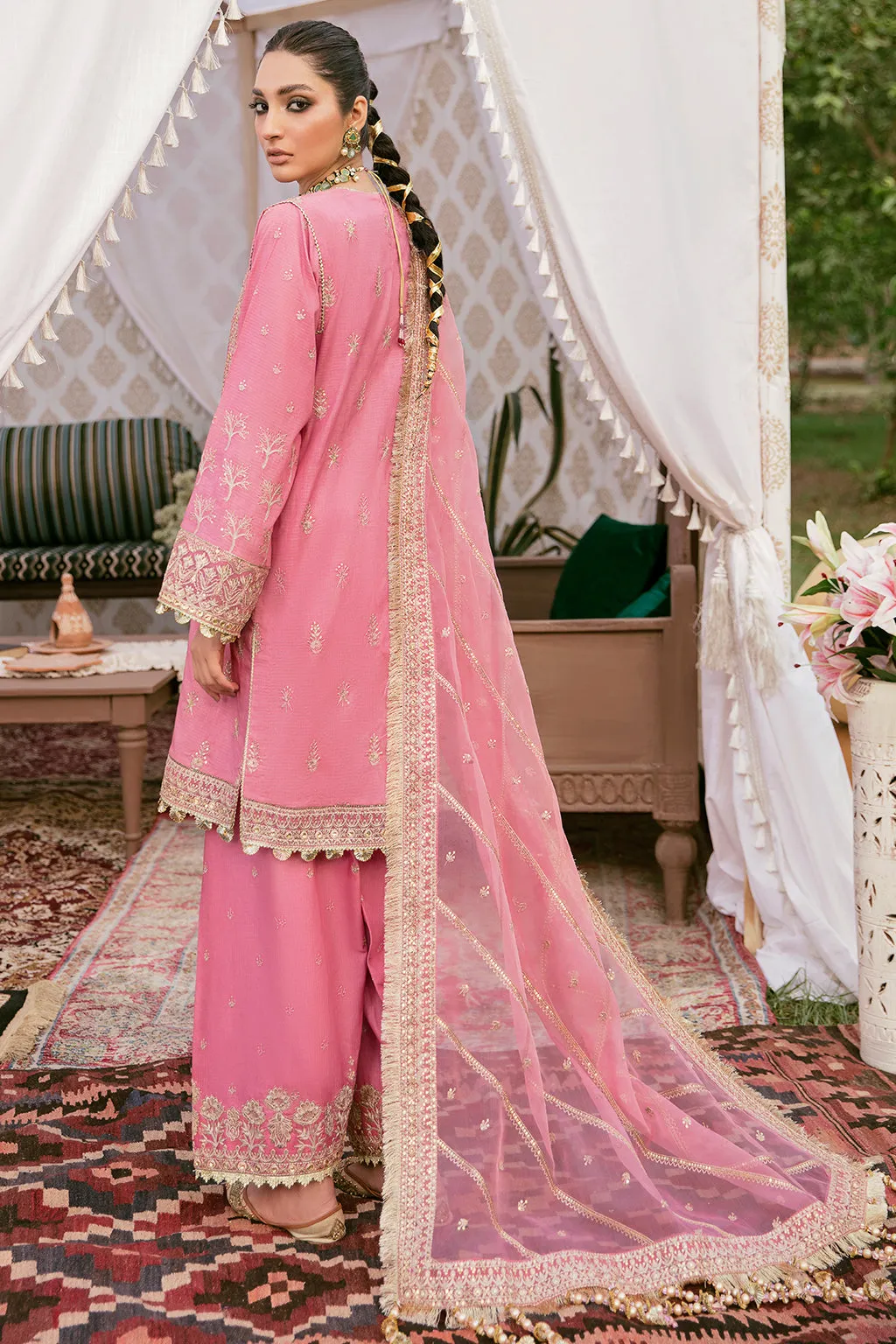 Pakistani Short Pink Salwar Kameez Party Dress for Ladies