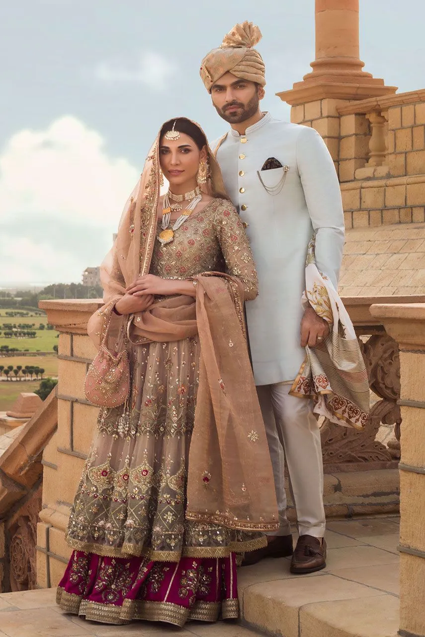 Pakistani Wedding Dress in Embroidered Pishwas Style