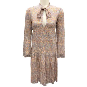 Philosophy di Lorenzo Serafini Pastel Multi Tie-Neck Printed Silk Dress