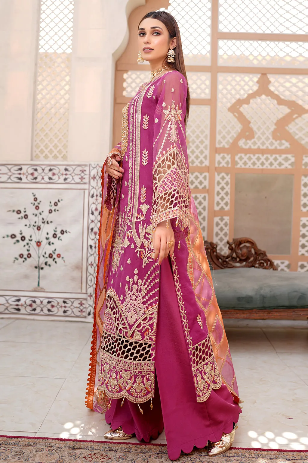 Pink Heavily Embroidered Pakistani Salwar Kameez Party Dress