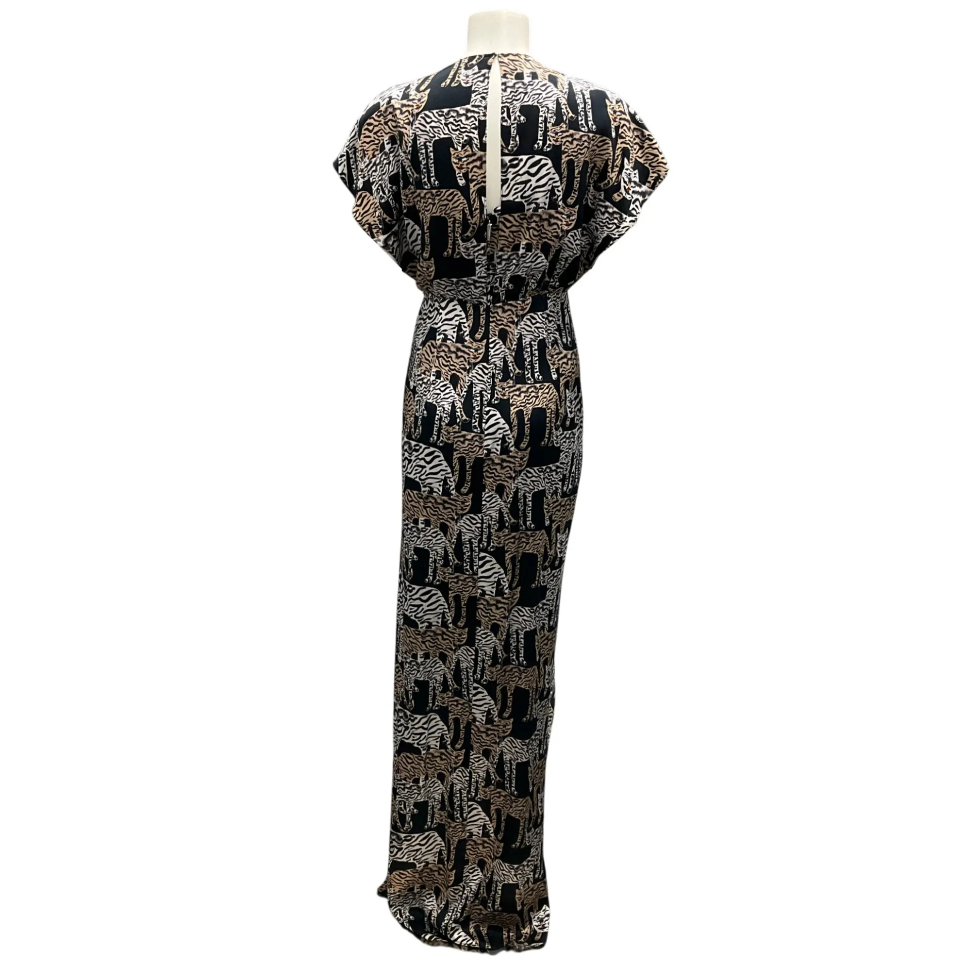 Prabal Gurung Black Multi Tiger Print Silk Maxi Dress
