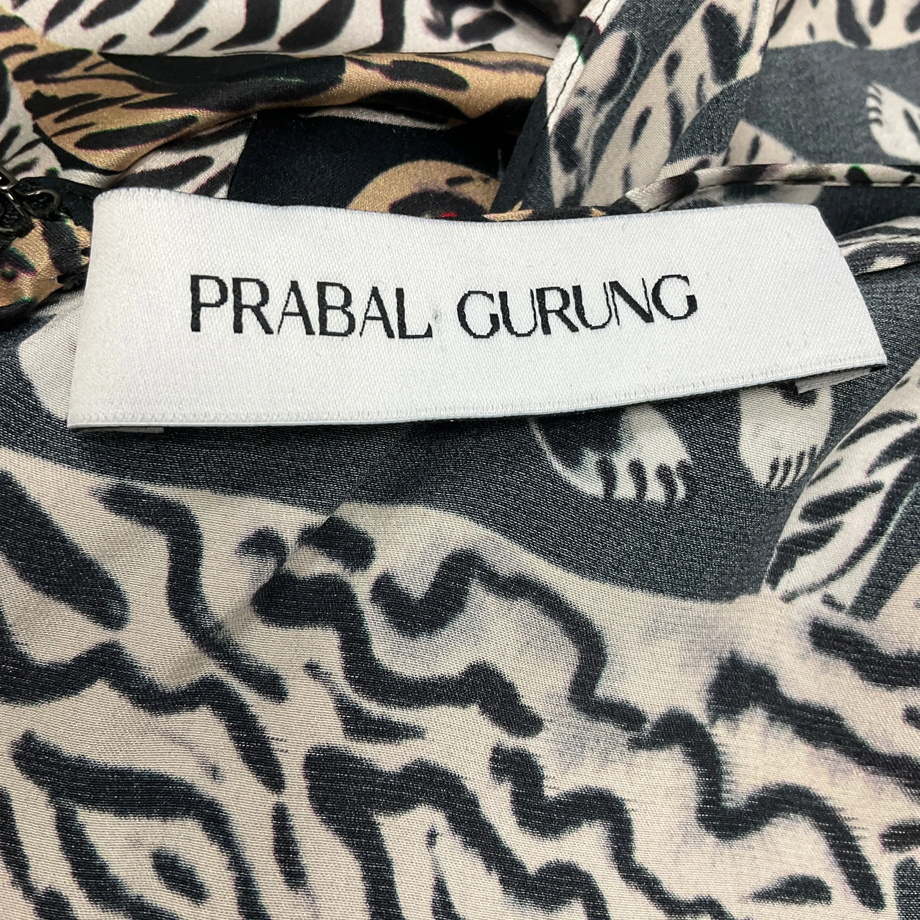 Prabal Gurung Black Multi Tiger Print Silk Maxi Dress