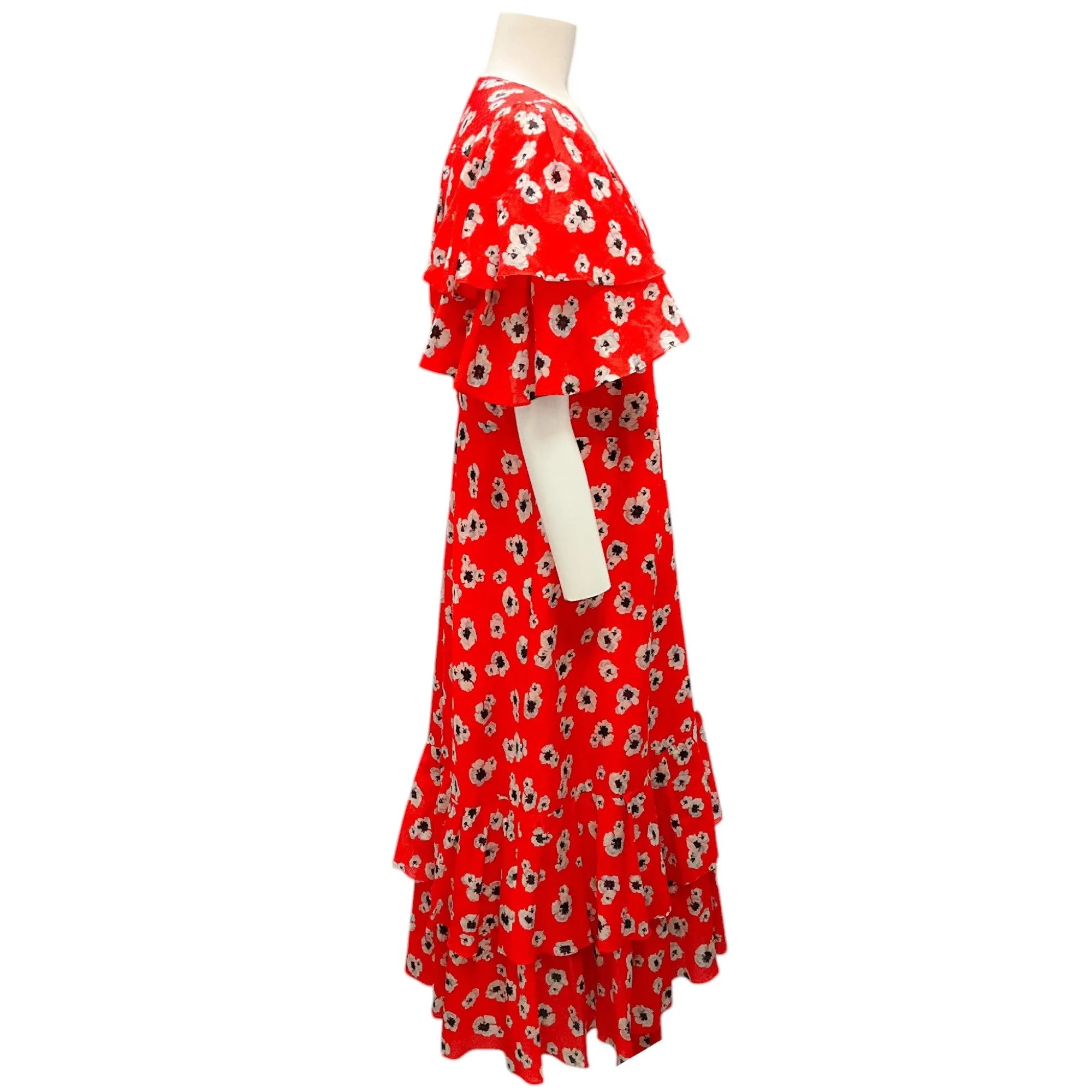 Prabal Gurung Poppy Multi Floral-Print Twisted Flutter-Sleeve Midi Dress