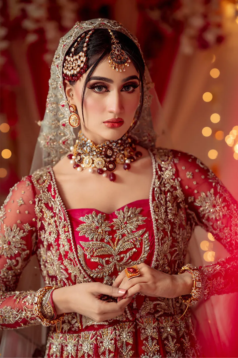 Premium Red Embroidered Dreamy Pakistani Bridal Pishwas Lehenga