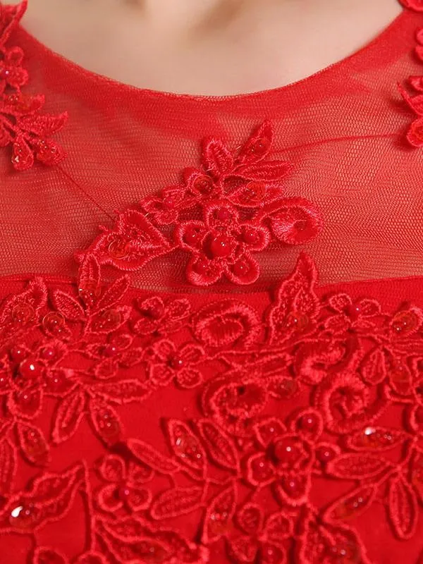 Prom Dresses Soft Pink Lace Applique Evening Dresses Chiffon Sleeveless Sash Floor Length Formal Gowns
