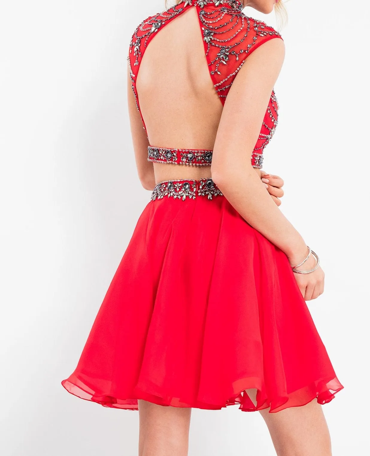 RACHEL ALLAN Short Red Two Piece Gown Size 8