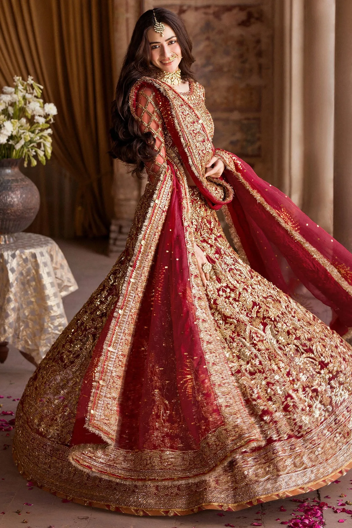 Red Bridal Lehenga and Choli Pakistani Wedding Dress