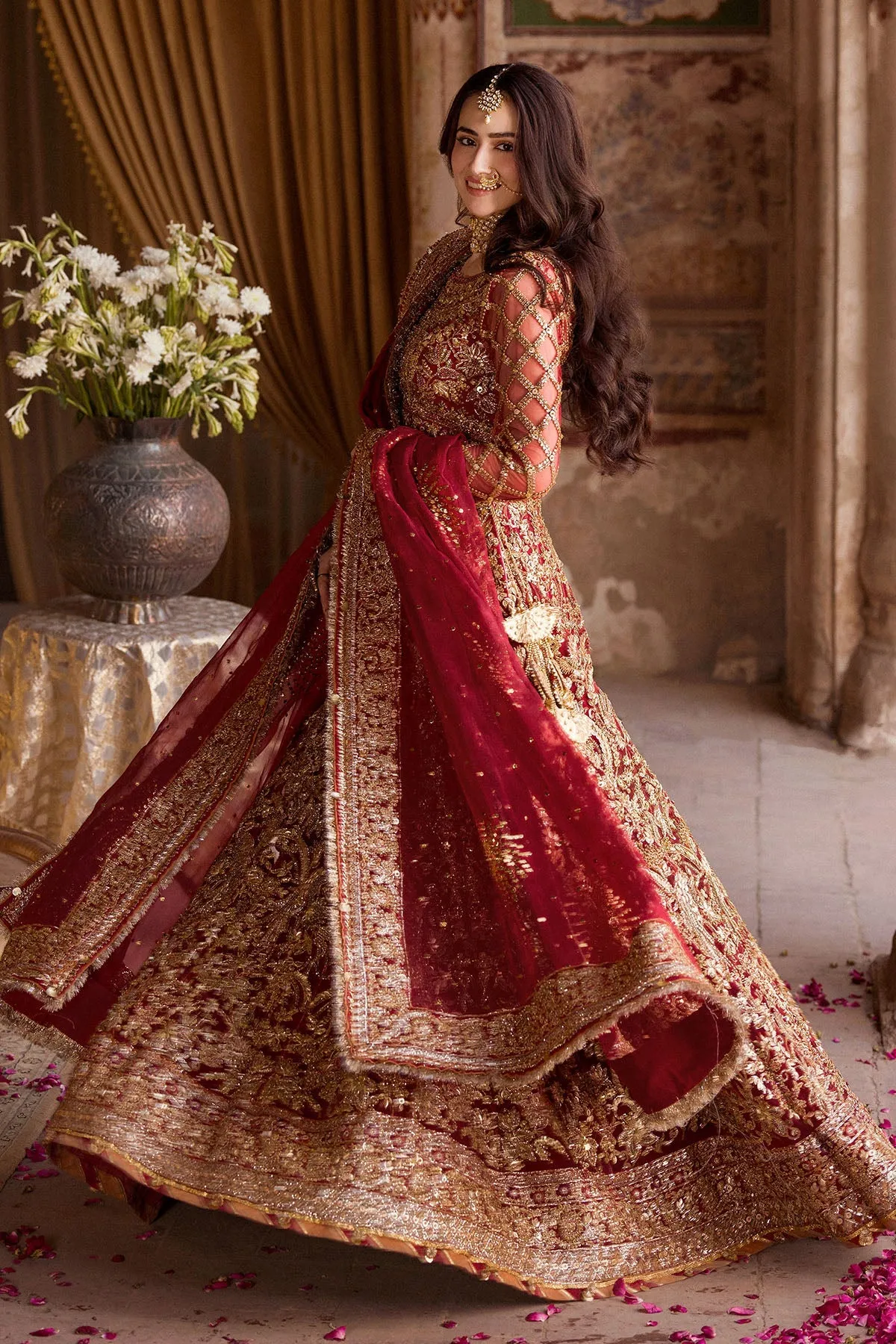 Red Bridal Lehenga and Choli Pakistani Wedding Dress