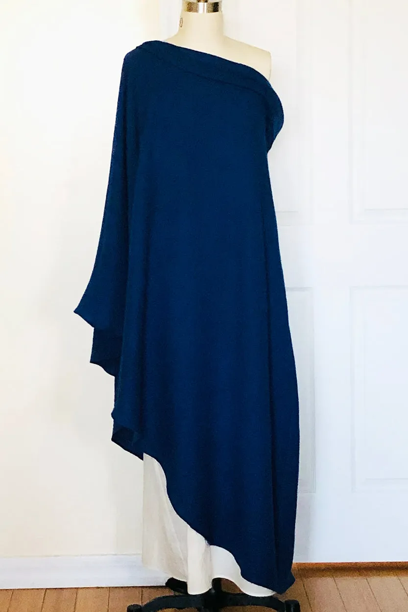 Red Carpet Silk Cape Dress (Sea Blue/White) Style #7810MA