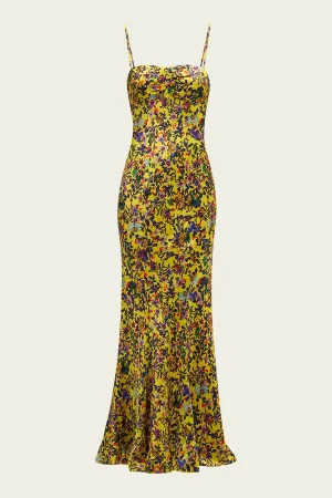 Renee Long Dress in Ornamental Citrine