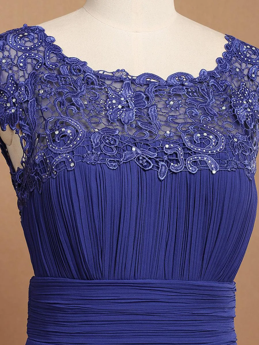 Robe demoiselle d'honneur en mousseline à manches courtes flatteuses