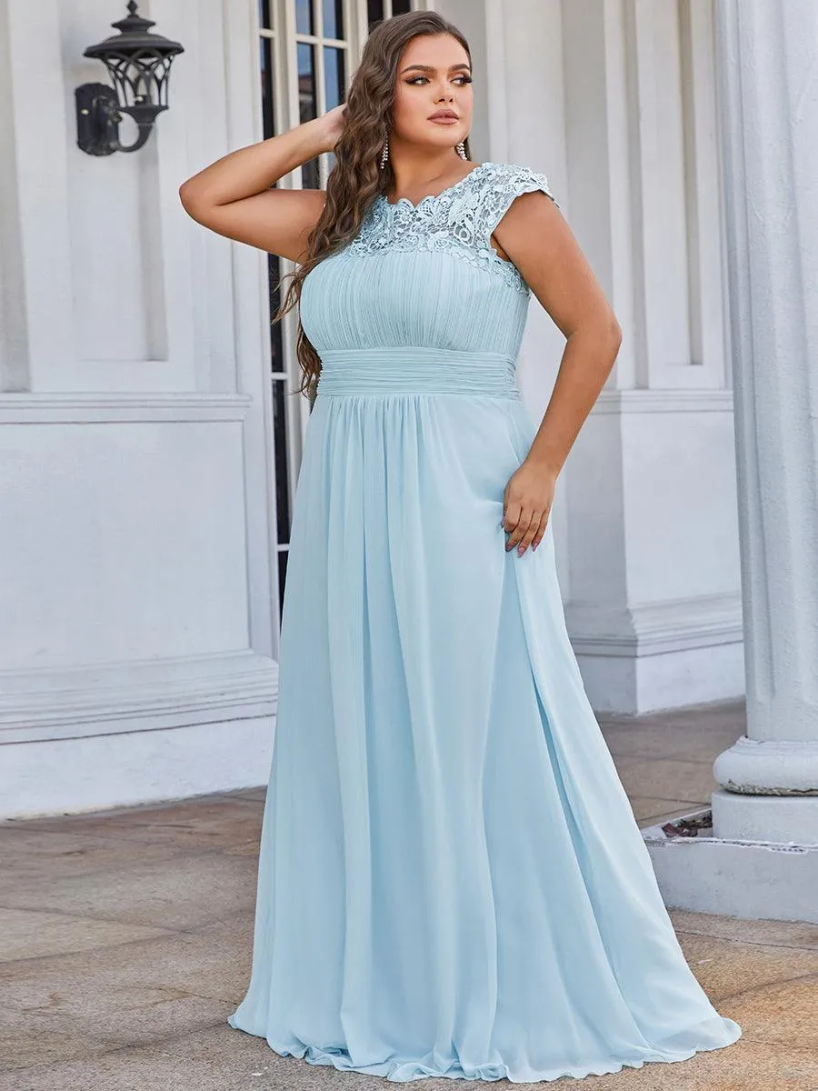 Robe demoiselle d'honneur en mousseline à manches courtes flatteuses