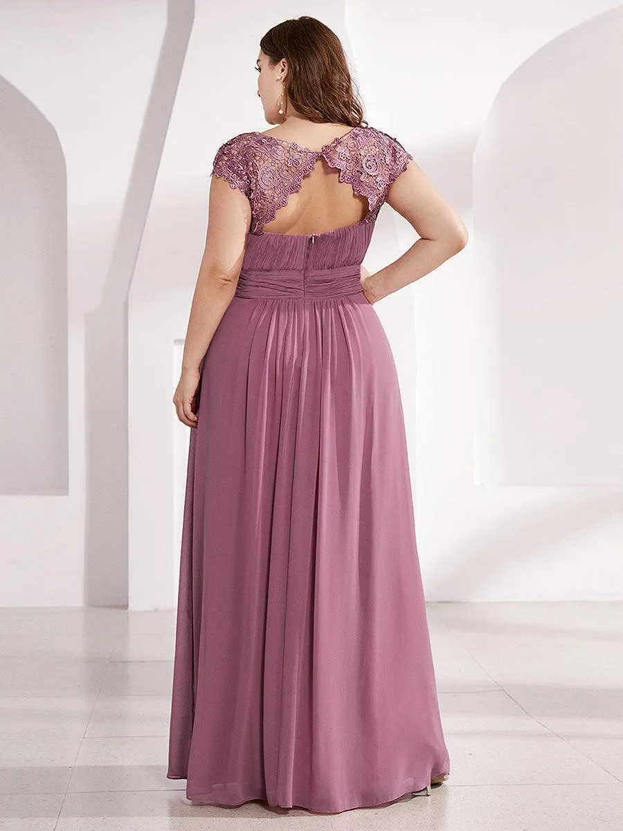 Robe demoiselle d'honneur en mousseline à manches courtes flatteuses