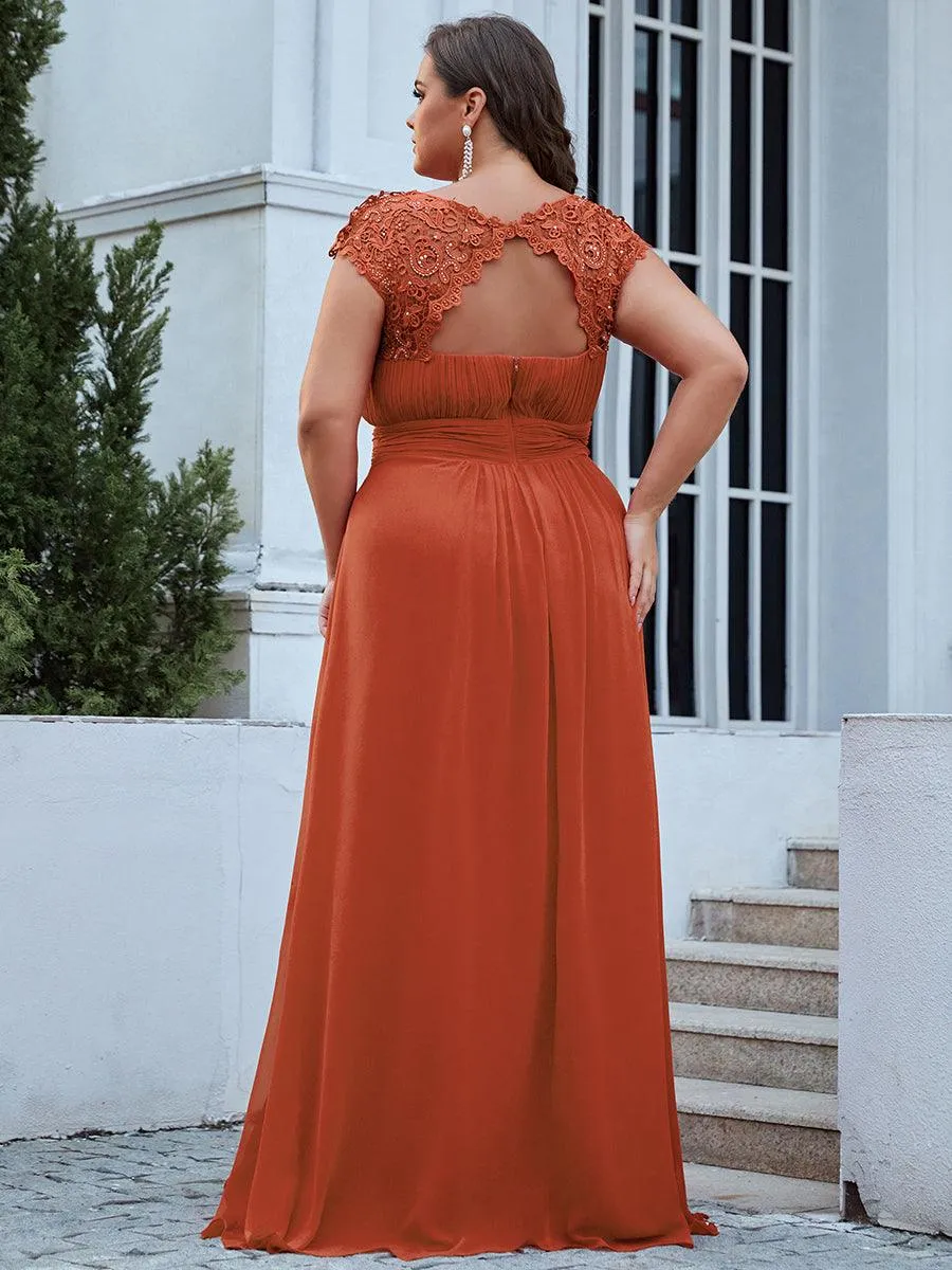 Robe demoiselle d'honneur en mousseline à manches courtes flatteuses