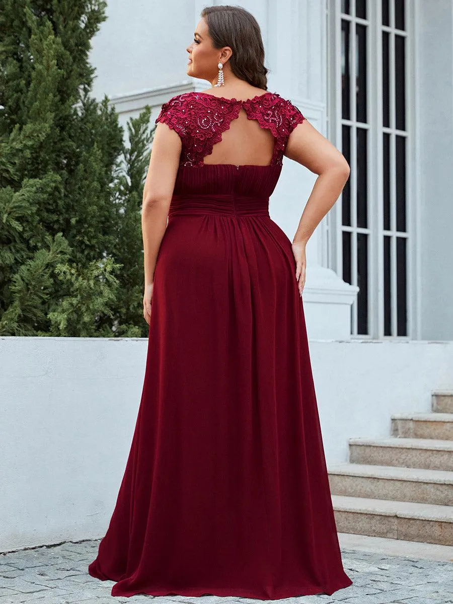 Robe demoiselle d'honneur en mousseline à manches courtes flatteuses