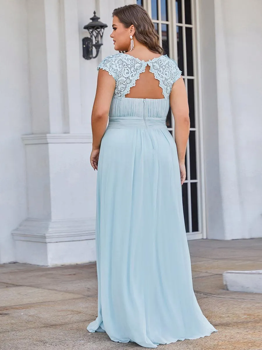 Robe demoiselle d'honneur en mousseline à manches courtes flatteuses