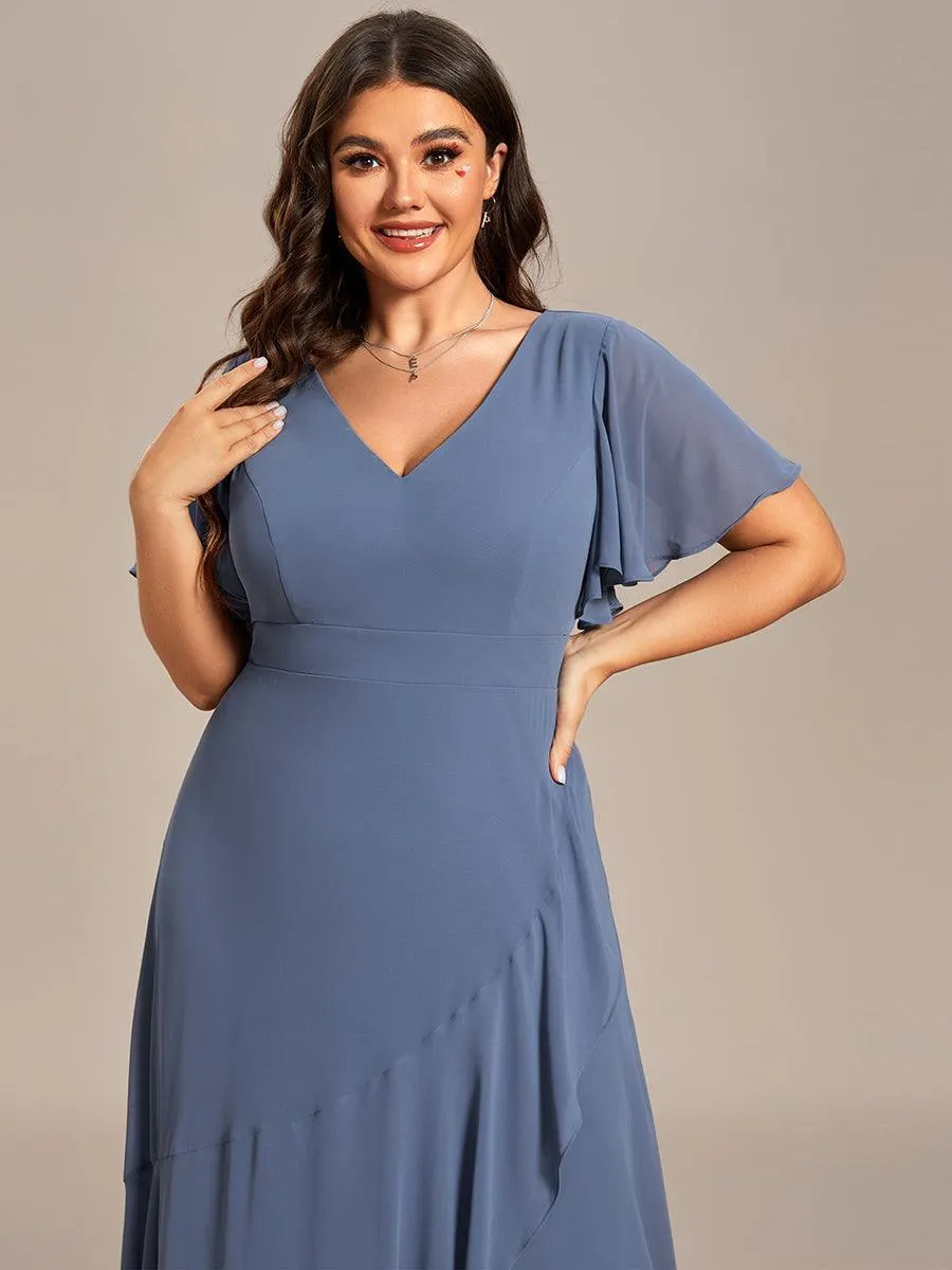 Robe demoiselle d'honneur Mousseline Ourlet en feuille de lotus Charmante