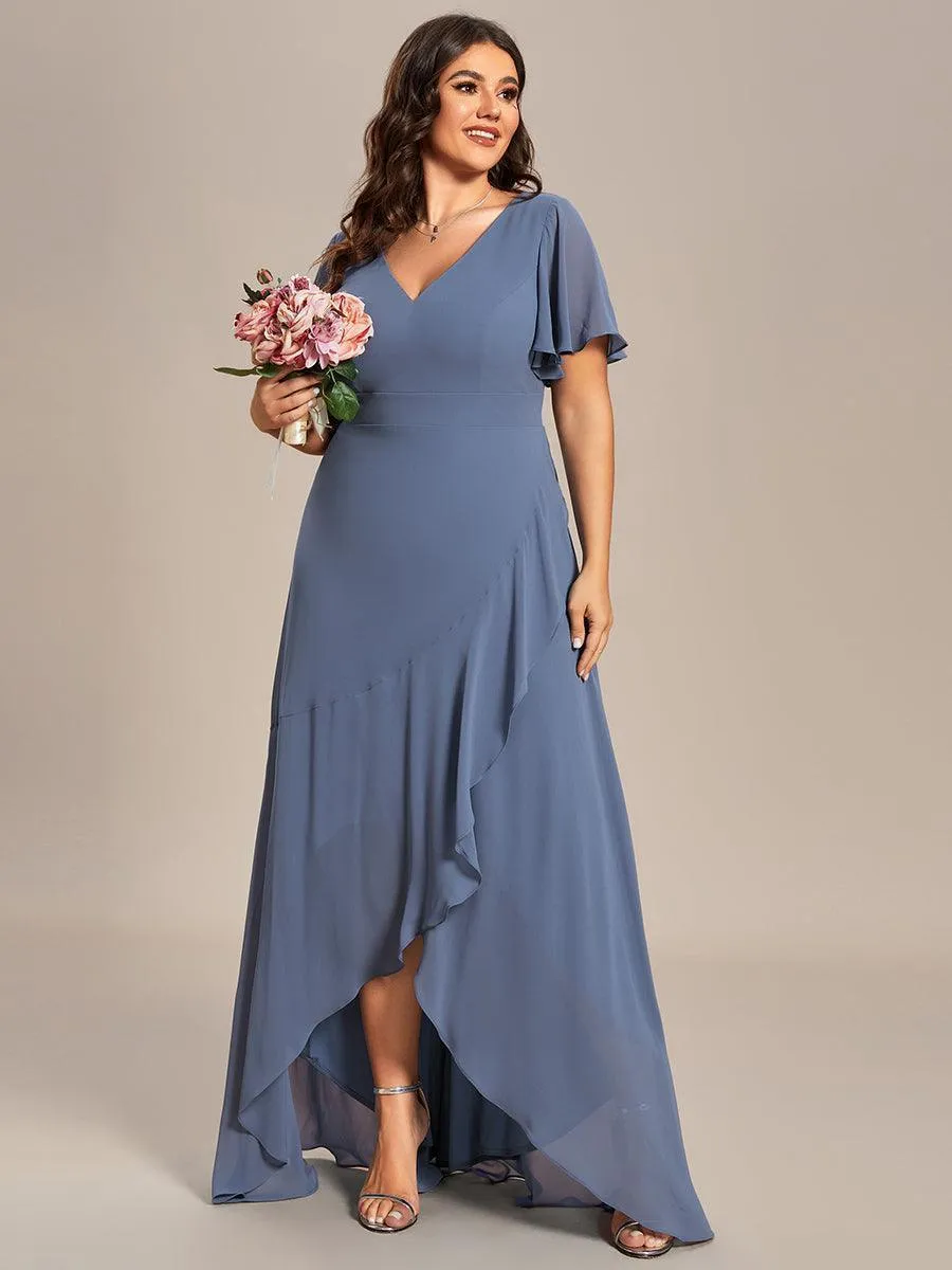 Robe demoiselle d'honneur Mousseline Ourlet en feuille de lotus Charmante