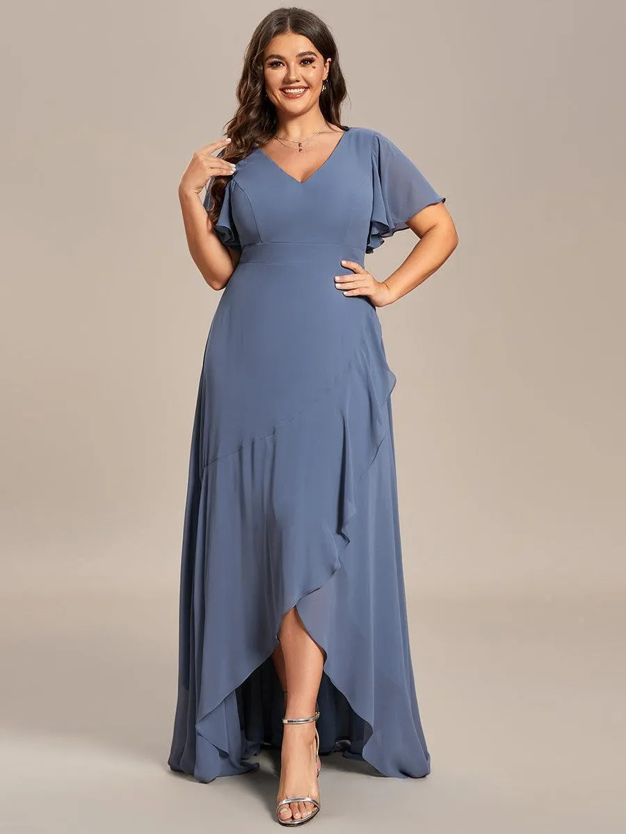 Robe demoiselle d'honneur Mousseline Ourlet en feuille de lotus Charmante