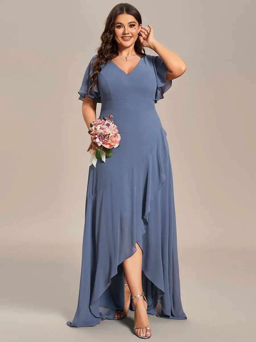 Robe demoiselle d'honneur Mousseline Ourlet en feuille de lotus Charmante