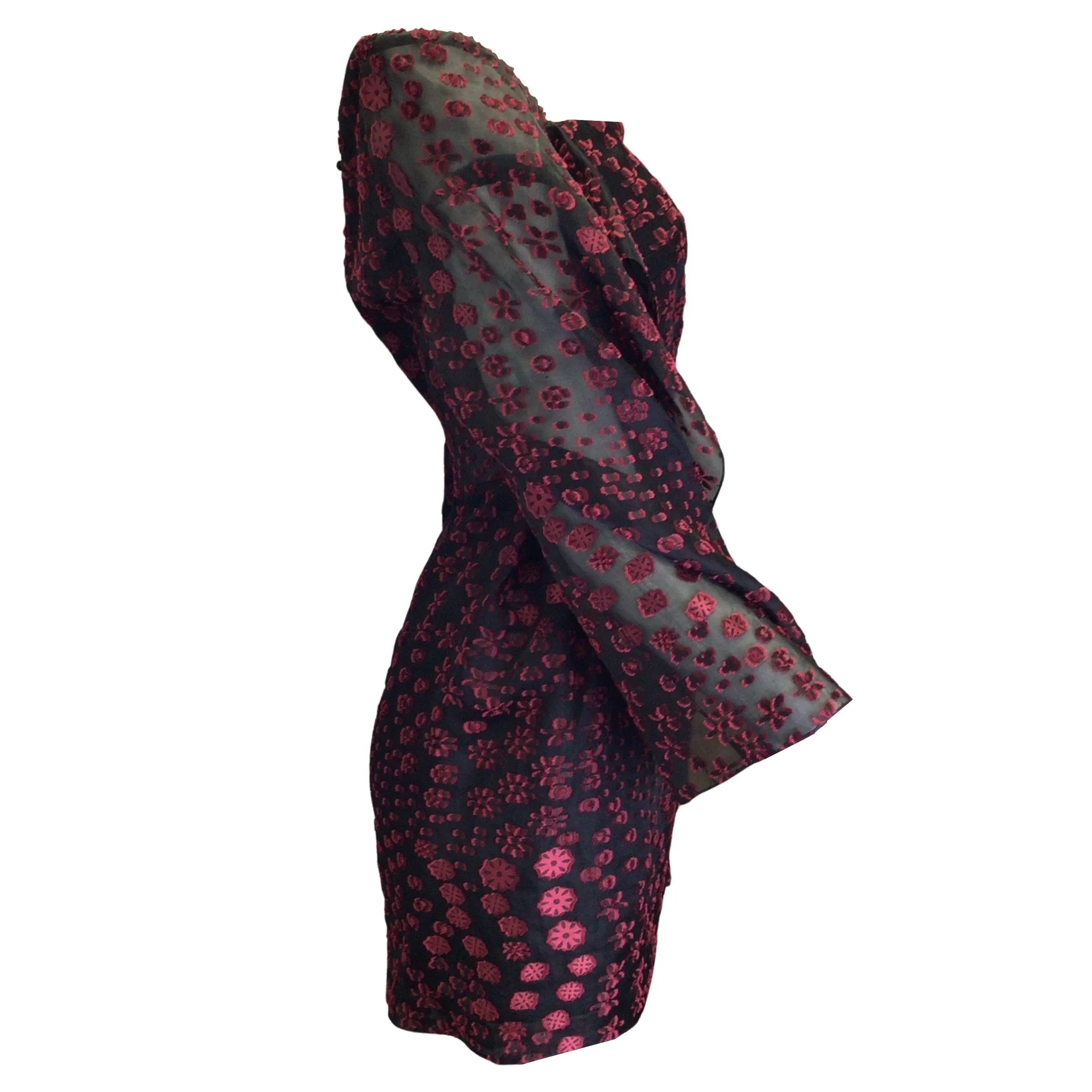 Roland Mouret Claret / Black Meedstead Blossom Fils Coupe Mini Dress