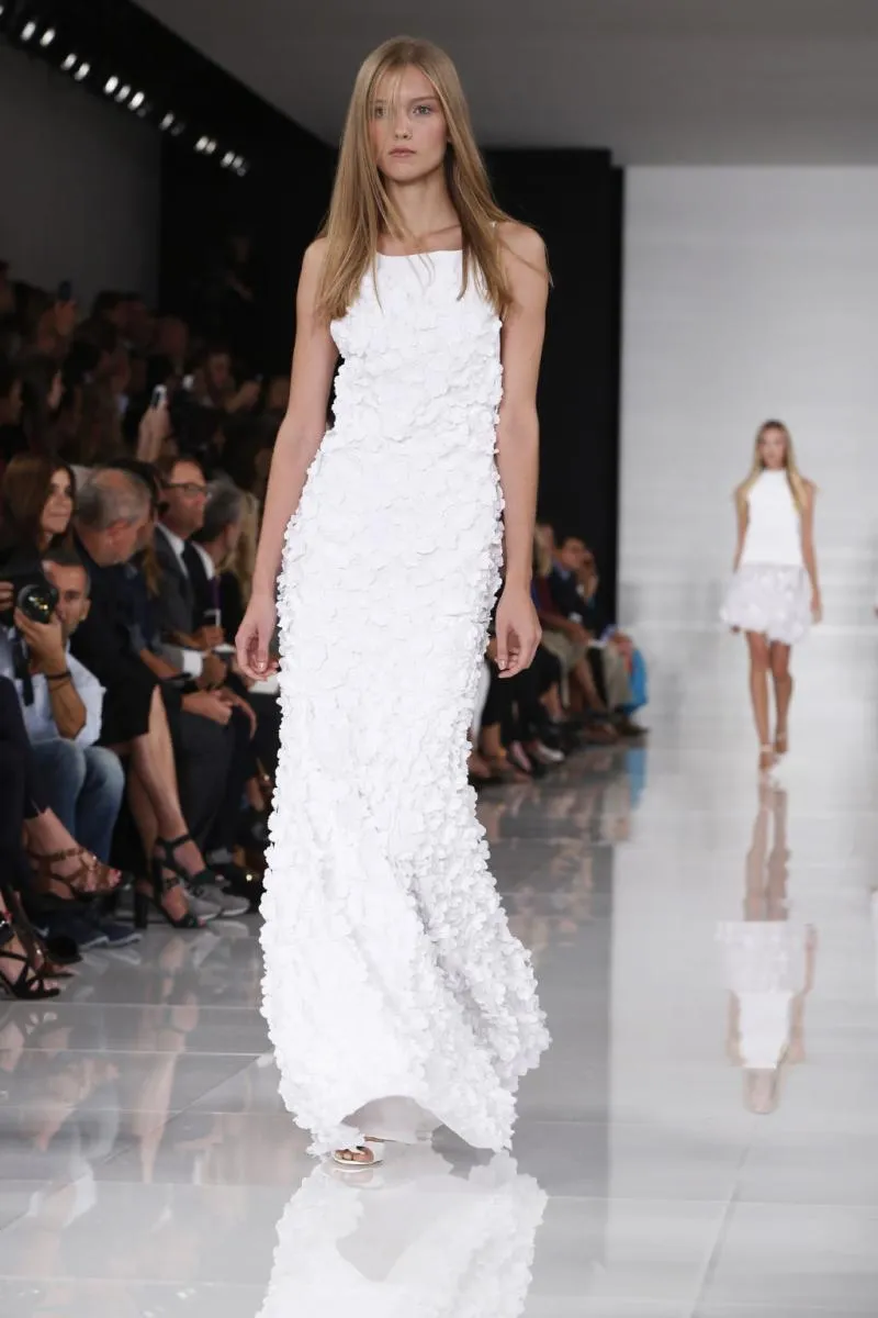 Romantic Spring 2014 Ralph Lauren Runway Purple Label White Floral & Bead Dress